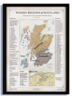 Map of whisky regions of Scotland with a black frame.